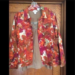 Fall jacket, brown ,sequence collar blouse